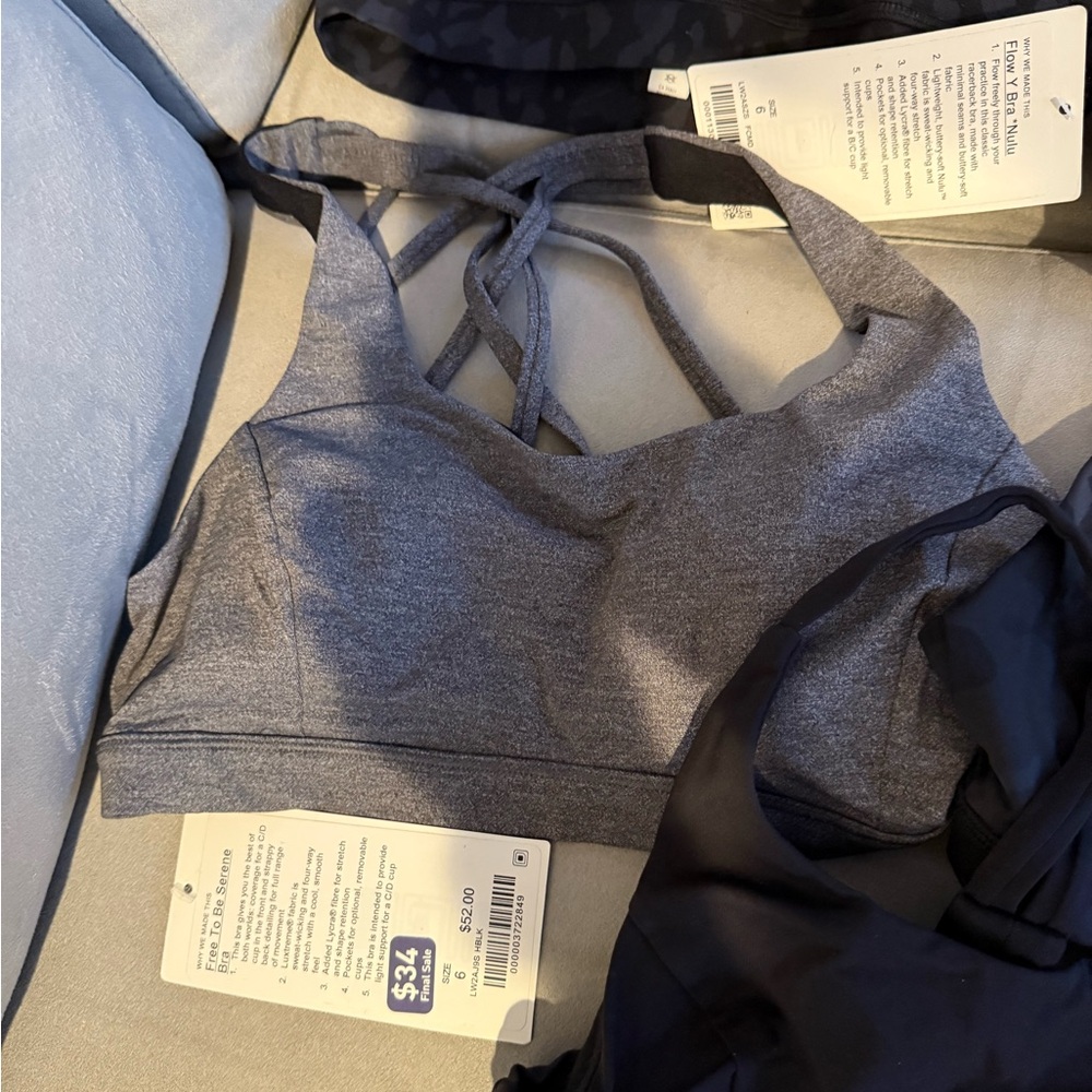 Set of 7 Lululemon Black and White Sports Bras size 6 - Picture 3 of 4